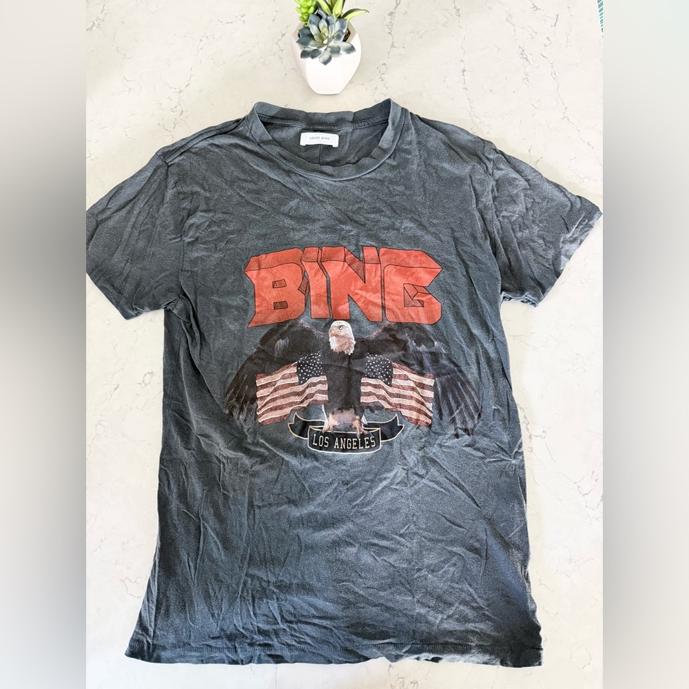 Anine Bing Charcoal Eagle Tee Size XS EUC